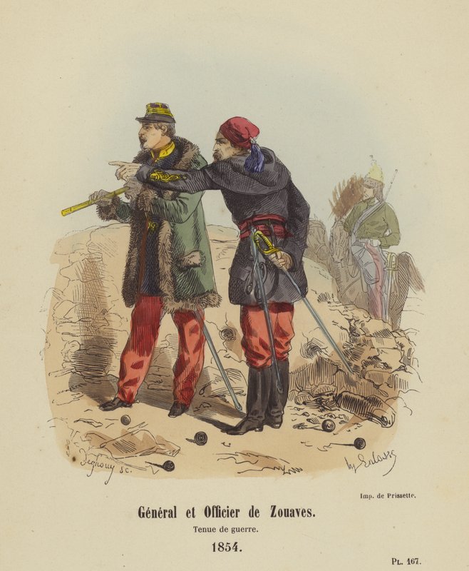 General and Officer of Zouaves, War Uniform by French School