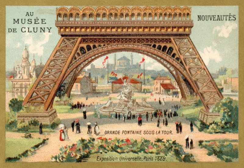 Grand fountain beneath the Eiffel Tower, Exposition Universelle, Paris by French School