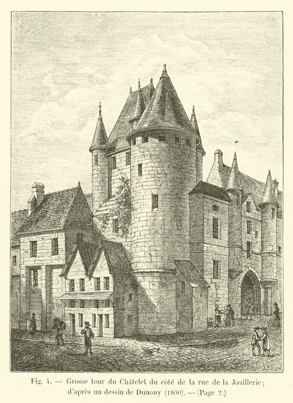 Large tower of the Chatelet on the side of the Rue de la Joaillerie; after a drawing by Dunouy, 1800 by French School