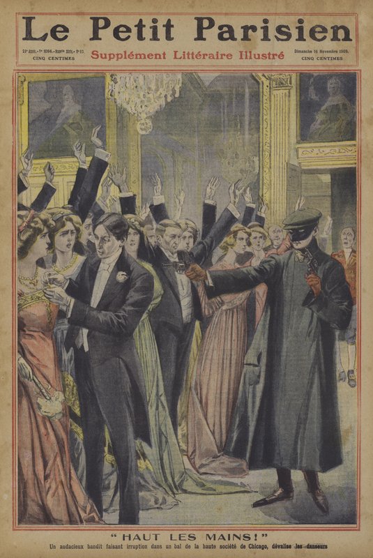 Hands Up! An Audacious Robber Relieving Guests at a Society Ball in Chicago of Their Jewellery by French School