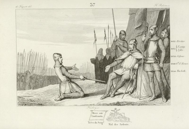 Henry I of France pardoning his brother, Robert le Vieux, 1031 by French School