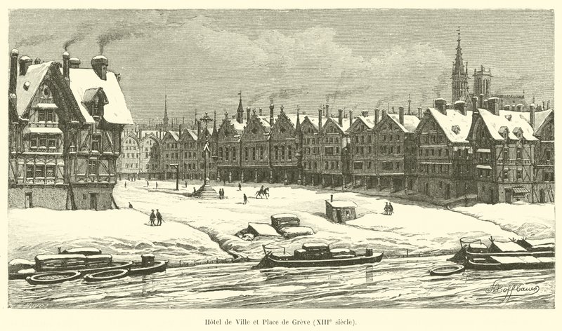 Hotel de Ville and Place de Greve, 13th century by French School