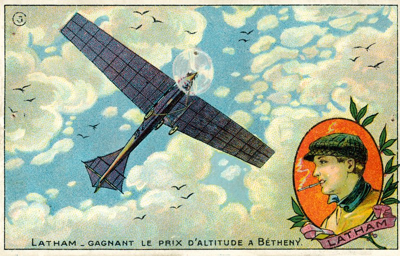 Hubert Latham winning the altitude prize at the Reims-Betheny air meeting by French School