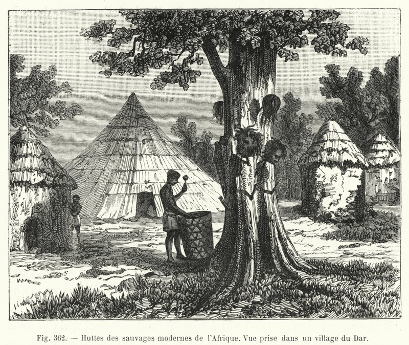 Huts of Modern Savages of Africa by French School