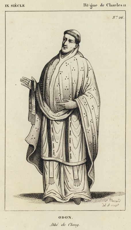 9th Century, Reign of Charles II, Odon, Abbot of Cluny (engraving) by French School
