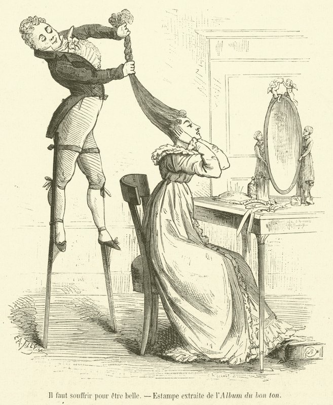 One Must Suffer to Be Beautiful, Print from the Album of Good Taste (engraving) by French School