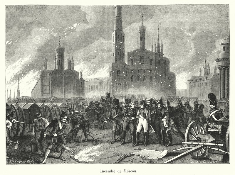Fire of Moscow by French School