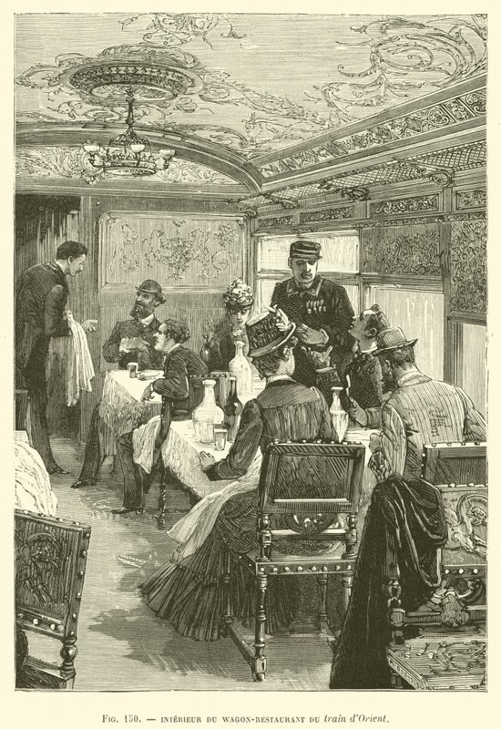 Interior of the Dining Car of the Orient Express by French School