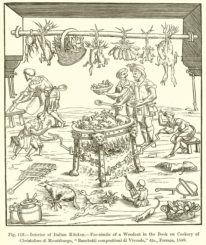 Interior of Italian Kitchen by French School