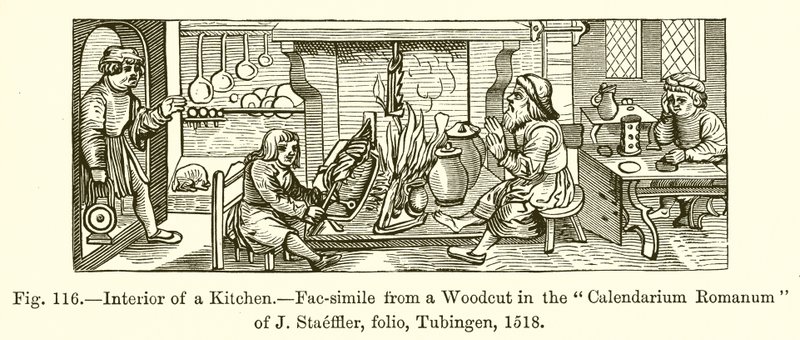 Interior of a Kitchen by French School