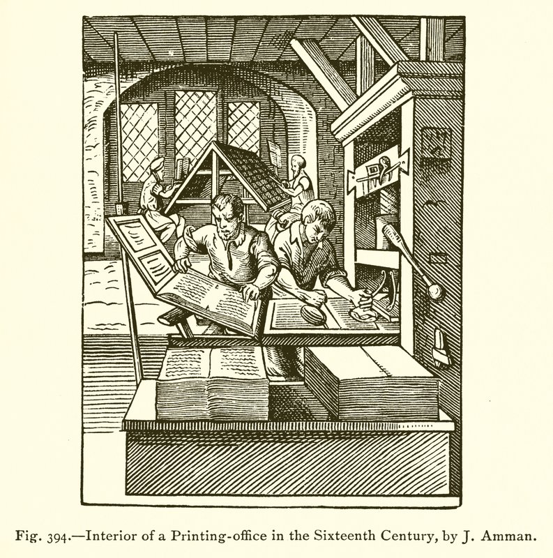 Interior of a Printing Office in the Sixteenth Century by French School