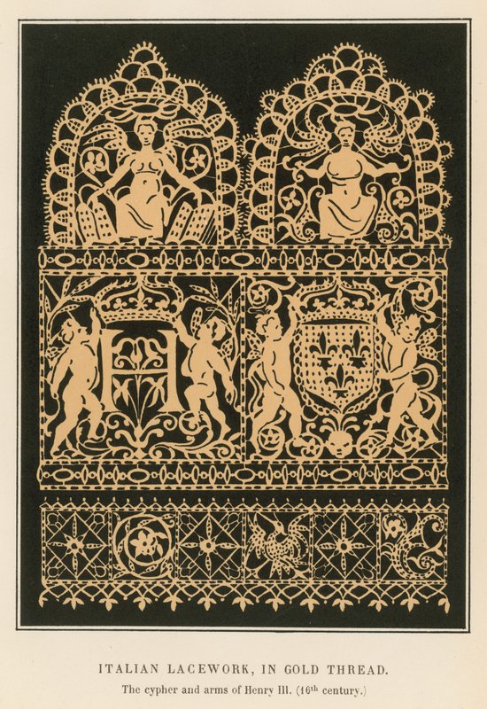 Italian Lacework, in Gold Thread by French School