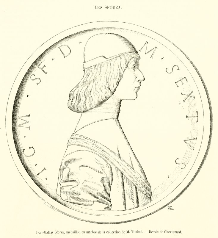 Jean-Galeas Sforza, marble medallion from the collection of M Timbal by French School