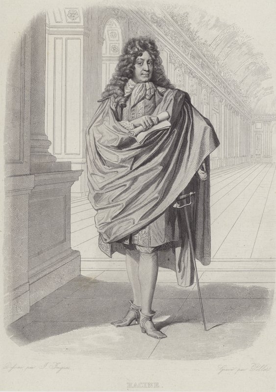 Jean Racine, French playwright, in the Hall of Mirrors at Versailles by French School