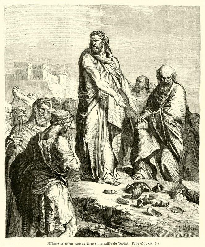 Jeremiah Breaks a Clay Jar in the Valley of Tophet by French School
