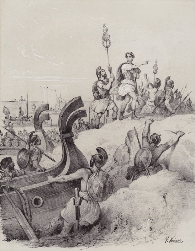 Julius Caesar and the Romans landing in Kent in their first invasion of Britain, 55 BC by French School