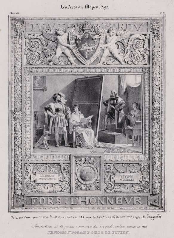 King Francis I of France Posing for His Portrait by the Italian Painter Titian by French School