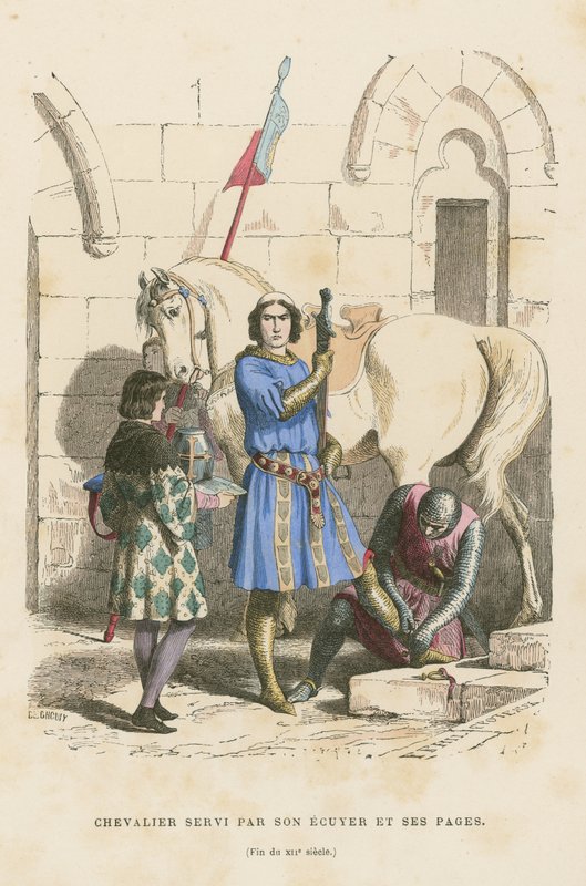 Knight Being Attended to by His Squire and Page, Late 12th Century by French School