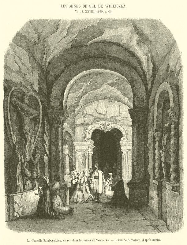 The Chapel of Saint Anthony, in Salt, in the Wieliczka Mines by French School