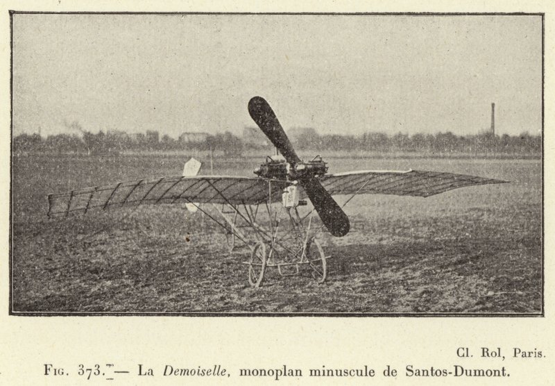 The Young Lady, Tiny Monoplane by Santos-Dumont (engraving) by French School