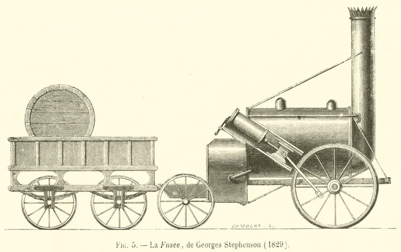 The Rocket, by George Stephenson by French School