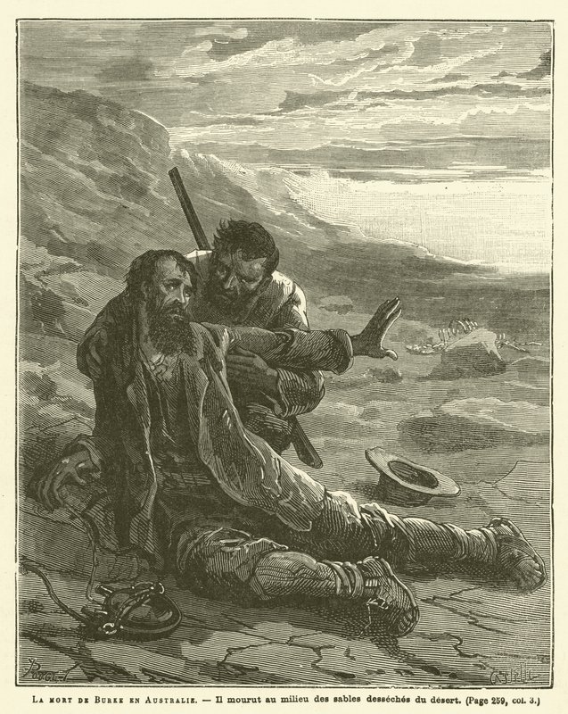 The Death of Burke in Australia (engraving) by French School