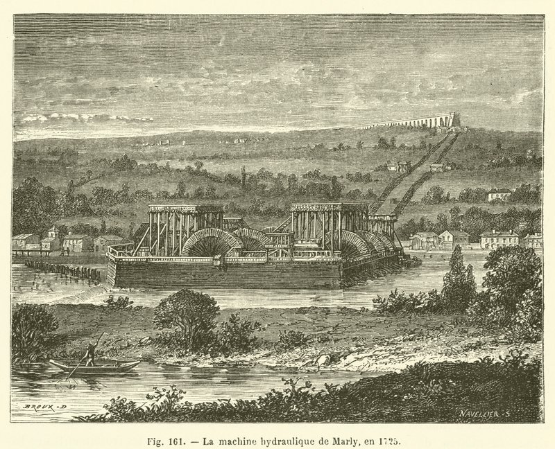 The Marly Hydraulic Machine in 1725 (engraving) by French School