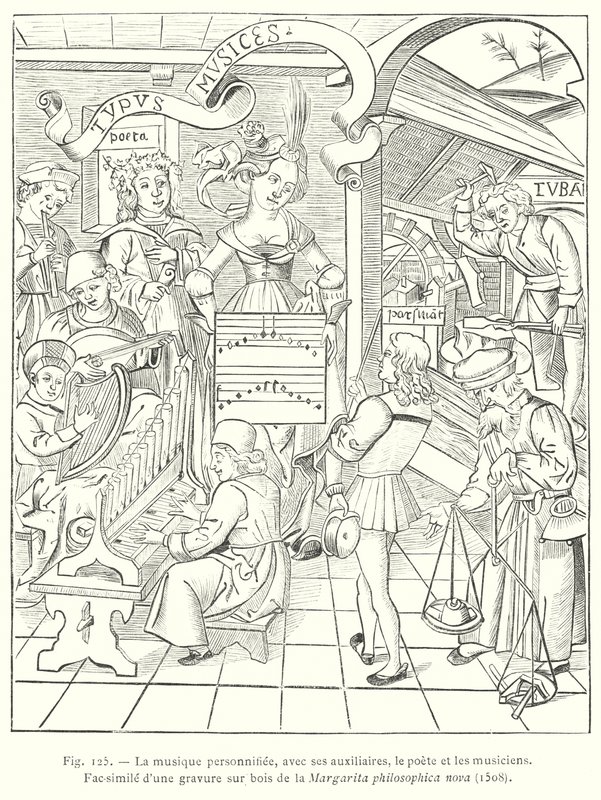 Music Personified, with its Auxiliaries, the Poet and the Musicians by French School