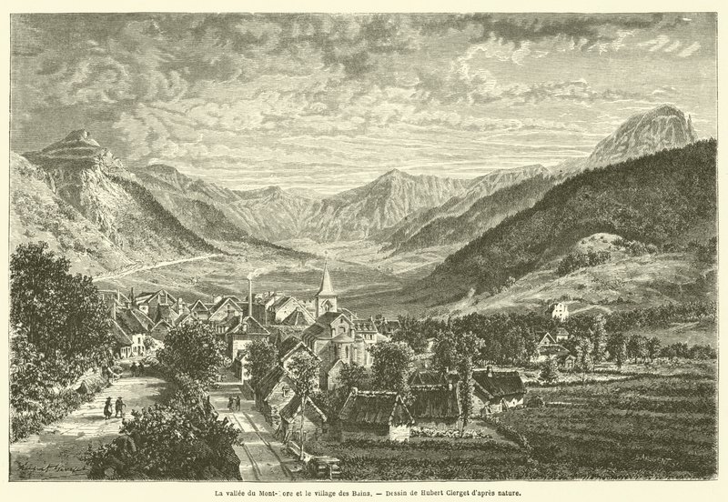 The Valley of Mont-Dore and the Village of Bains (engraving) by French School