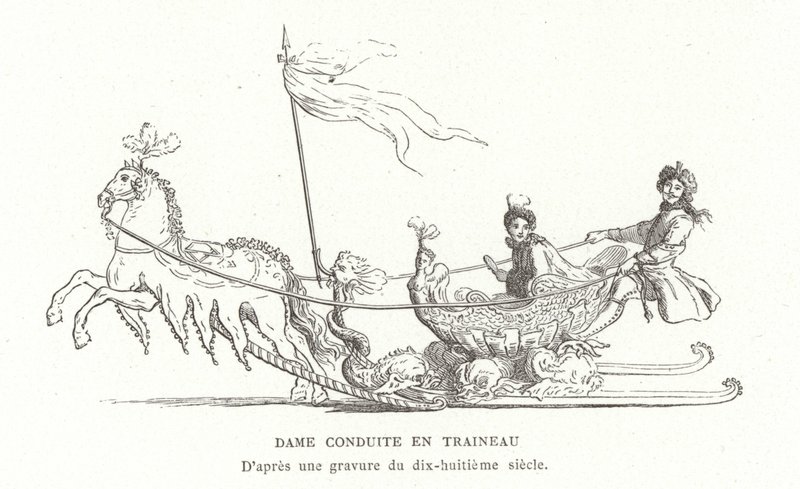 Lady Travelling by Sleigh, France, 18th Century by French School