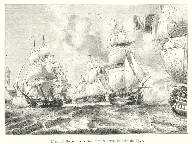 Admiral Roussin with his squadron forces the entrance of the Tagus by French School