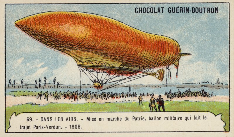 Launch of the military airship Patrie, which made the flight from Paris to Verdun by French School