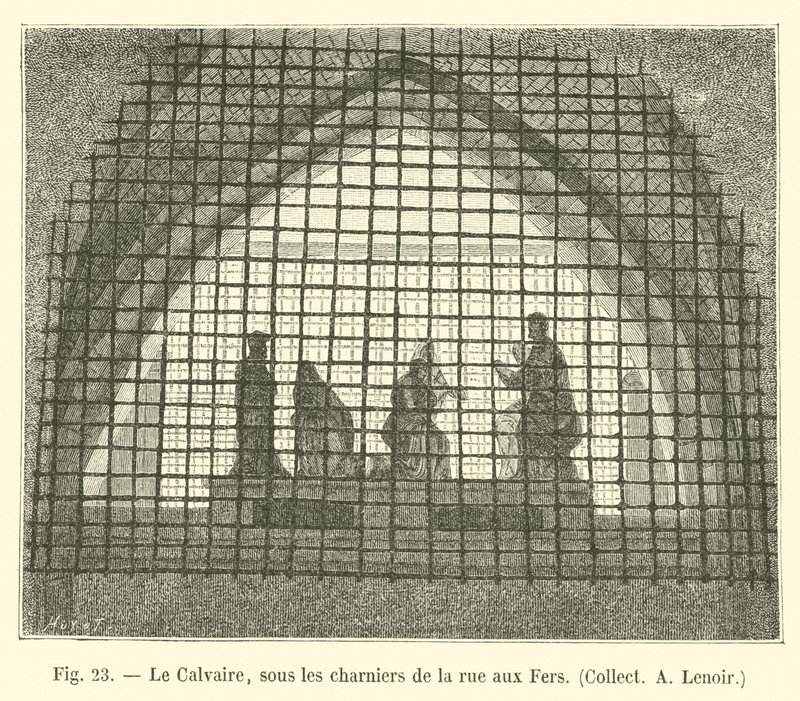The Calvary, under the charnel houses of the rue aux Fers, Collect A Lenoir by French School