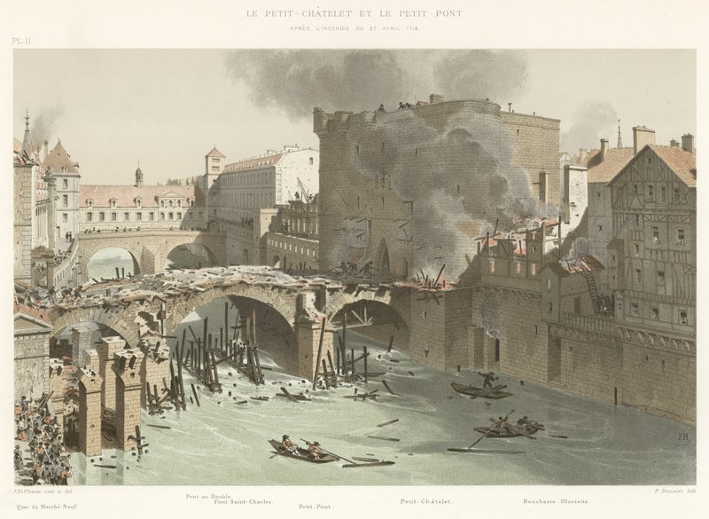 The Petit-Châtelet and Petit-Pont, After the Fire of April 27, 1718 by French School