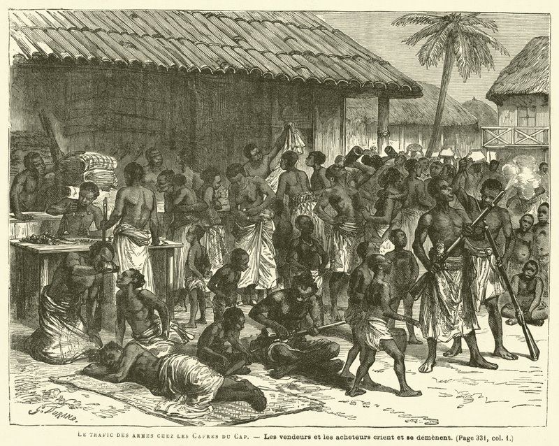 The Arms Trade with the Kaffirs of the Cape (engraving) by French School