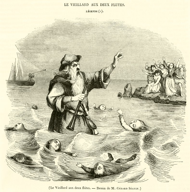 The Old Man with Two Flutes by French School