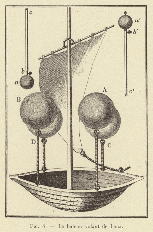 The Flying Boat of Lana (engraving) by French School