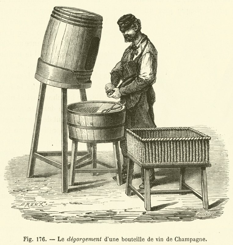 Disgorging a Bottle of Champagne by French School