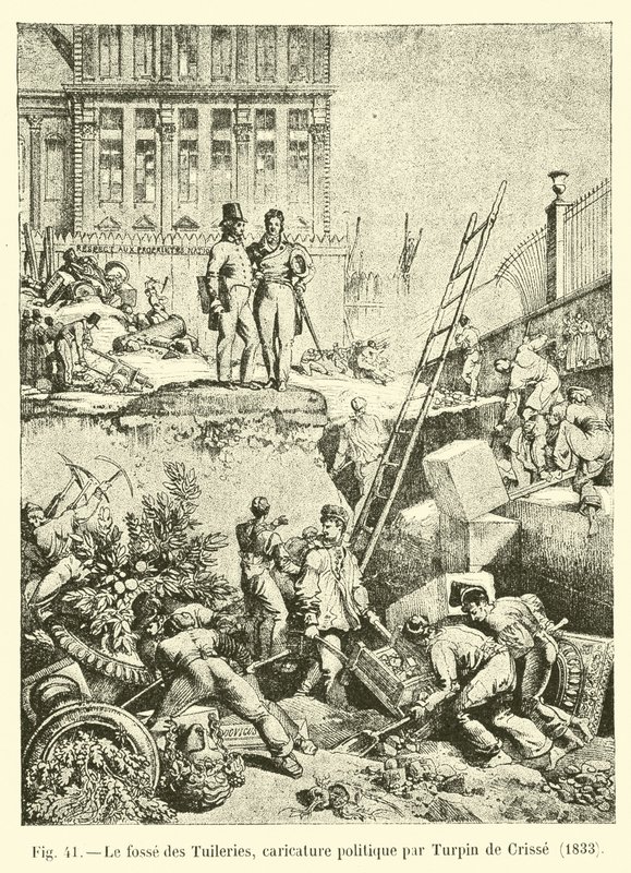 The Moat of the Tuileries, Political Caricature by Turpin de Crisse, 1833 by French School