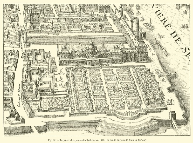 The Tuileries Palace and Garden in 1615, Facsimile of Mathieu Merian