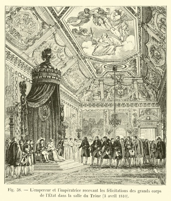 The Emperor and Empress Receiving Congratulations from the Great Bodies of the State in the Throne Room, April 3, 1810 by French School