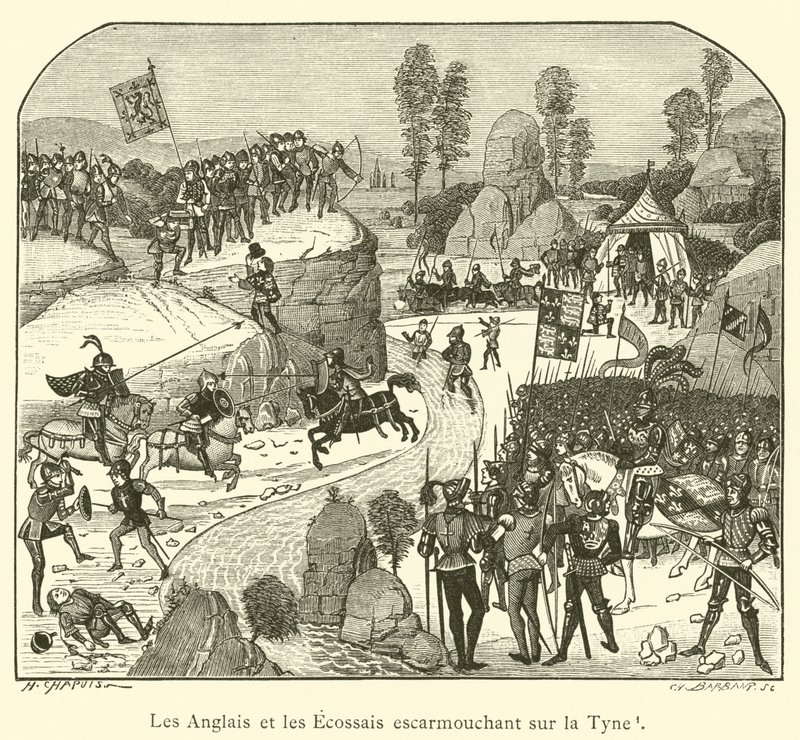 The English and the Scots skirmishing on the Tyne by French School