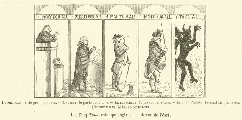 The Five Towers, English Print (engraving) by French School