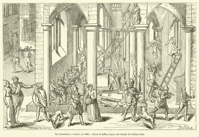 The Iconoclasts, Antwerp, 1566 (engraving) by French School