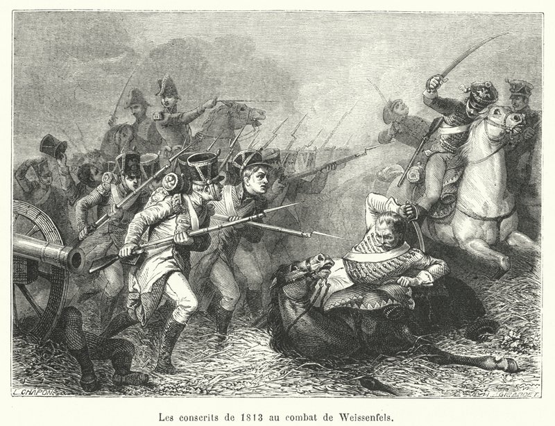 Conscripts of 1813 at the Battle of Weissenfels by French School