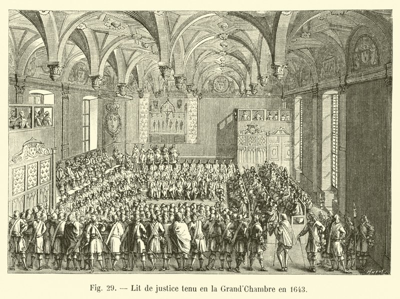 Bed of justice held in the Great Chamber in 1643 by French School