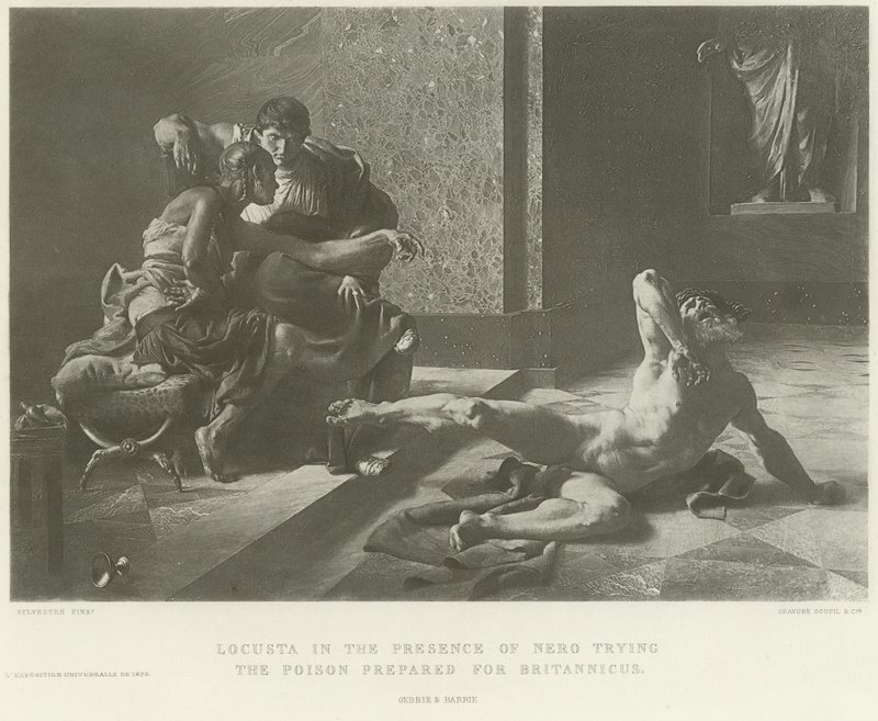 Locusta in the presence of Nero trying the poison prepared for Britannicus (engraving) by French School