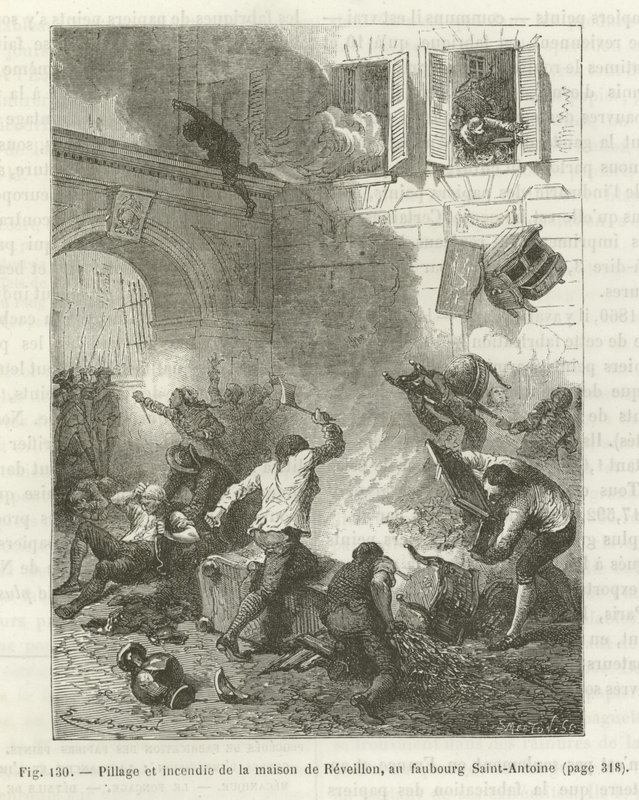 Looting and Burning of a House During the French Revolution by French School