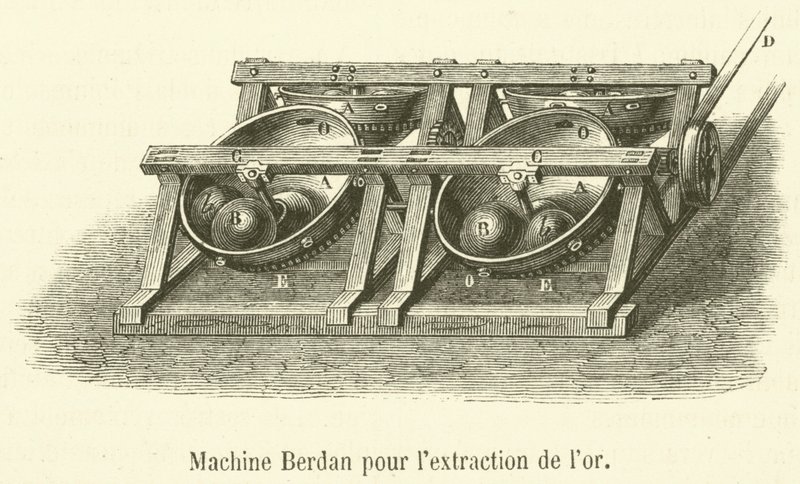Berdan Machine for Gold Extraction (engraving) by French School