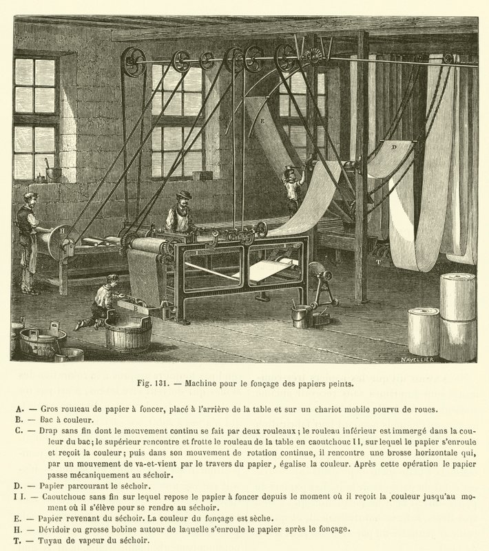 Machine for Embossing Wallpaper (engraving) by French School